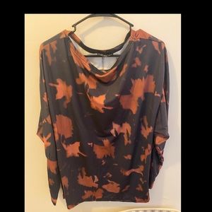 Navy blue and orange tie dye top